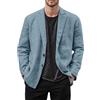 Generico Blazer in lino da uomo giacca per il tempo libero a due bottoni leggeri cappotti sportivi vestibilità ampia giacca da ufficio tinta unita versatile giacca con risvolti a tacca giacche con tasca, BU1