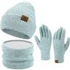 ZASFOU Donna Inverno Berretto Cappelli Sciarpa Touchscreen Guanti Set Caldo maglia teschio Caps per le donne Uomini