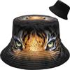 Malaxlx Cappello da pescatore, cappello da spiaggia, cappello da pesca per donne e uomini, da viaggio, reversibile, doppio lato, da pescatore, Stampa tigre, taglia unica