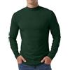QIXING - Maglietta termica da uomo a maniche lunghe, con collo a mezzo giro, in cotone, Verde scuro, L