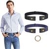JASGOOD Cintura elastica invisibile per uomo, senza fibbia, invisibile, per jeans, pantaloni, confezione da 2 pezzi, 01-nero+blu, Fit for pants size 27"-47"