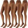 Franzoni Collant Microfibra 50 Denari, Collant Donna, Calze Coprenti a Tinta Unita, Calze Basic - Made in Italy - 4 Paia (Visone, 4)