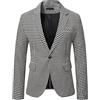 Generic Giacca da uomo pied de poule, stile vintage pied de poule, stile vintage, su misura, blazer a quadri, slim fit, smoking, casaul, giacca sportiva classica per banchetti di nozze, Nero , L