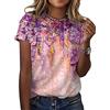 ORANDESIGNE T Shirt Maglietta Manica Corta Girocollo Donna Estiva Elegante Camicia T-Shirt da Donna Divertenti Fiore Uccello Stampata Maglietta Estiva Donna Moda Top B Viola XS