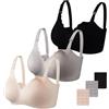 Dresime Reggiseni Allattamento, 3 Pezzi Reggiseno per maternità Senza Fili Ultra Comfort Reggiseni di Gravidanza per Le Donne