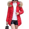 ORANDESIGNE Cappotto Invernale Donna Piumino Giacca Lungo Giubbino con Pelliccia Cappuccio Piumino Cappotti Eleganti Caldo Parka Outwear Trench Giubbotto con Zip e Tasche A Rosso, XS