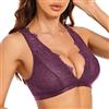 SHEKINI Reggiseno da donna senza ferretto Bralette da donna in pizzo con bustino rimovibile imbottito reggiseni incrociati schiena scoperta sexy, Fucsia, M