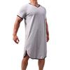 YUFEIDA Pigiama da uomo in cotone, camicia da notte, vestaglia, vestibilità larga, Grigio, XL