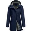 CMTOP Giacca Impermeabile Donna Parka Calda Leggera con Fodera Interna Cappotto Softshell Antivento con Cappuccio Trench Giubbino Outdoor Casual Elegante Raincoat Funzionale