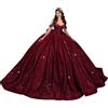 Fuomomo Abiti da Quinceanera con Glitter Fiocco gonfi Perline Spalle Scoperte Eleganti Abiti da Ballo per i 16 Anni MT056