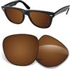 Biyxpiv Lenti di ricambio da 1,5 mm compatibili con occhiali da sole Ray-Ban Wayfarer RB2140 da 54 mm, antigraffio e resistenti agli urti, colore: marrone ambra polarizzate