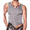 AIEOE Canottiera trasparente da uomo, vestibilità aderente, canotte da palestra, senza maniche, a righe, gilet muscoloso, trasparente, elastico, sportivo, da discoteca, abbigliamento da notte, Grigio,