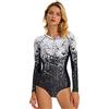 Beachkini Costume Intero da Donna Costume da Bagno a Maniche Lunghe con Zip Frontale Costume da Bagno a Triangolo,Motivo sfumato,XL