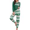 Fulidngzg Pigiama Natale Donna Invernale in Cotone Misto 2 Pezzi Set Completo Maglia Girocollo con Stampa Natalizia Maniche Lunghe e Pantaloni Pigiami Lungo Leggero Autunnale Simpatico Caldo,Verde,M