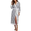 PrinStory Accappatoio da donna, lungo, maniche a 3/4, vestaglia leggera, con scollo a V, kimono