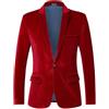 Caxndycing Sakko - Giacca da uomo in velluto, elegante blazer business, revers, smoking, slim fit, giacca autunnale, giacca da lavoro, giacca da cerimonia, giacca casual, Colore: rosso, 4XL