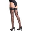 Selente Lovely Legs - Calze da donna antiscivolo con pizzo elegante, made in EU, Motivo floreale nero, M-L