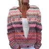 Generisch Cardigan da donna, maglione norvegese, elegante, casual, lavorato a maglia, jacquard, classico, colorato, lavorato a maglia grossa, cardigan con bottoni, cardigan da donna, Colore: rosa., L