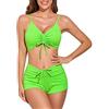 meioro Costume da Bagno Solido per Le Donne Bikini Corto con Cravatta Anteriore Bikinis in Due Pezzi Abiti da Spiaggia Atletici Swimwear a Vita Alta