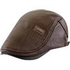 Theaque Berretto da uomo in pelle, regolabile, per newsboy, berretto da guida, cappello alla moda, berretto piatto, Marrone, Etichettalia unica