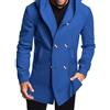 Oanviso Cappotto con Cappuccio Doppiopetto Uomo Cappotti Elegante Invernale Casual Trench Coat Media Lunghezza Giacca Hoodie A Blu XS