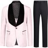 Allthemen Abiti da Uomo 3 Pezzi Prom Wedding Tuxedo Suit per Uomo Scialle con Bavero One Button Blazer Gilet Pantaloni Rosa XXL