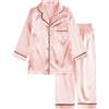 Verve Jelly Camicia da Ragazza a Maniche Lunghe con Bottoni e Pantaloni con Colletto Pigiama Estivo per Ragazze Pigiama 160 Beansand 12-13 Anni