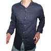 Fantasy Camicia Puro Lino Taglio Avvitato Slim Collo Coreana Manica Lunga Leggera Fresca Estiva Uomo Ragazzo (50, Blu)
