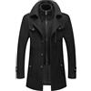 ZDSUHYIW - Cappotto invernale da uomo in lana, con doppio colletto, giacca da uomo calda, in pile, con fodera, cappotto invernale con tasche, giacca casual con cerniera, giacca in pelle scamosciata