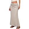 Generic Gonna da donna quotidiana casual elegante tinta unita in stile A, gonna elastica in vita, gonna lunga, gonna a tubino, aderente, cachi, M