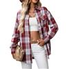 seiveini Camicia Donna a Quadri Eleganti Camicie di Flanella Maniche Lunghe Boyfriend Camicetta Scozzese Classica per Autunno Inverno A Rosso L