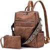 SUCIKORIO Pelle Zaino Donna Elegante Con Piccola Borsa, Borsa Zainetto Donna da Viaggio Antifurto Impermeabile Daypack Moderno Borsa Zainetto Lavoro Donna Cuoio Tasche Multiple per Viaggio, Lavoro