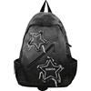 BLUEGALA Y2K Star Zaino, grunge Goth Denim Bookbag, Punk Emo zaino per uomini e donne, unico zaino gotico alla moda per uso quotidiano, nero, 16.1x11.4x5.1inch, Retro
