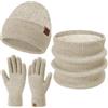 Bequemer Laden Donna Uomo Invernale Termici Cappello Sciarpa Touch Screen Guanti Set con Fodera in Pile, Invernali Berretto in Maglia Scaldacollo Regalo