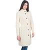 SAOL Cardigan irlandese in 100% lana merino da donna con bottoni a nodo celtico - Aran Long Outdoor Cable Knit Coatigan, Naturale., L
