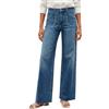 Cicy Bell Jeans larghi da donna a vita alta, pantaloni in denim dritti, Lavare Blu, 42