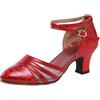 Generisch Scarpe da ballo da donna con salsa latina, sandali chiusi, con brillantini, salsa, bachata, scarpe da sposa, scarpe da sposa, Colore: rosso, 38