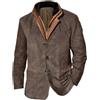 Generico Giacca da Uomo in Camoscio Elegante Bomber Giubbotto Vintage con Zip Intera Casual Stile Vintage Classico Giacca Safari da Uomo con Bottoni collo alto Giubbotto da Lavoro