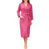 Vlazom Accappatoio Donna in Cotone Waffle con Collo Vestaglia Morbida con Tasche e Cintura Colore Unico