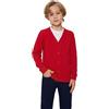 SMILING PINKER Cardigan da Bambino in Cotone con Scollo V Abbottonatura(Rosso,6-7 Anni)