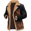 Generisch Giacca in pelle scamosciata, da uomo, invernale, con tasca, Bomber, patchwork, camoscio, per il tempo libero, foderata, vintage, alla moda, per attività all'aria aperta, classica, da aviatore