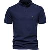 Generic Polo da uomo con colletto alla coreana, a maniche corte, casual, tinta unita, tinta unita, abbigliamento da lavoro quotidiano, Marina Militare, S