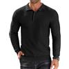 COOFANDY Maglione Uomo Collo Polo Maniche Lunghe Pullover Casual Elegante Maglia Invernale Classico Basic Nero L