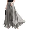 Oanviso Gonna Lunga Elegante Donna Curvy Cerimonia Gonne in Tulle Trasparente Chiffon Gonna Elasticizzata a Pieghe A-Linea Boho Maxi Skirt Grigio L