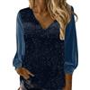 Nuqqichongtian Top Sottogiacca Donna Elegante Pizzo Argento Paillettes Maglia Camicetta Discoteca in Pizzo Bordeaux Curvy Nera sotto Giacca Blusa