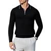 Mauro Kane Maglion Uomo con Zip - Maglione Polo a Manica Lunga Mezza Cerniera, Invernale Autunno Elegante Slim Fit Nero L