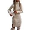 seiveini Abito Maglione Donna Elegante Collo Alto Pullover Caldo Invernale Maglieria Lunghe Vestiti Manica Lunga Autunno Oversize B Albicocca S