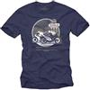 MAKAYA T-Shirt Uomo - Maglietta Moto Cafe Racer - Vintage Motorcycle Race Isle of Men Blu L