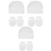 Snegyu Unisex Berretto e Guanti AntiGraffio Neonato Cotone Bambino Essential Bambina Berretto Cappello Bimba Bebe Set 0-3 Mesi