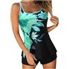 Generico Tankini Donna Contenitivo Costumi Bagno Mare Curvy Piscina Costume Bikini Vita Alta Elegante Taglie Forti Combinazione Colori Vivaci Adatto a Forme